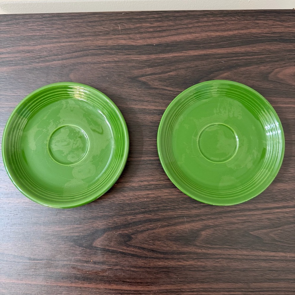 Vintage Fiestaware Forest Green Saucer Set Homer Laughlin USA Set of 2